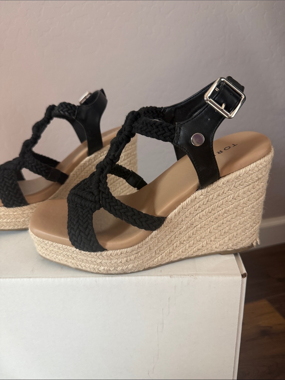 torrid Black Braided Espadrille Wedge Sandals